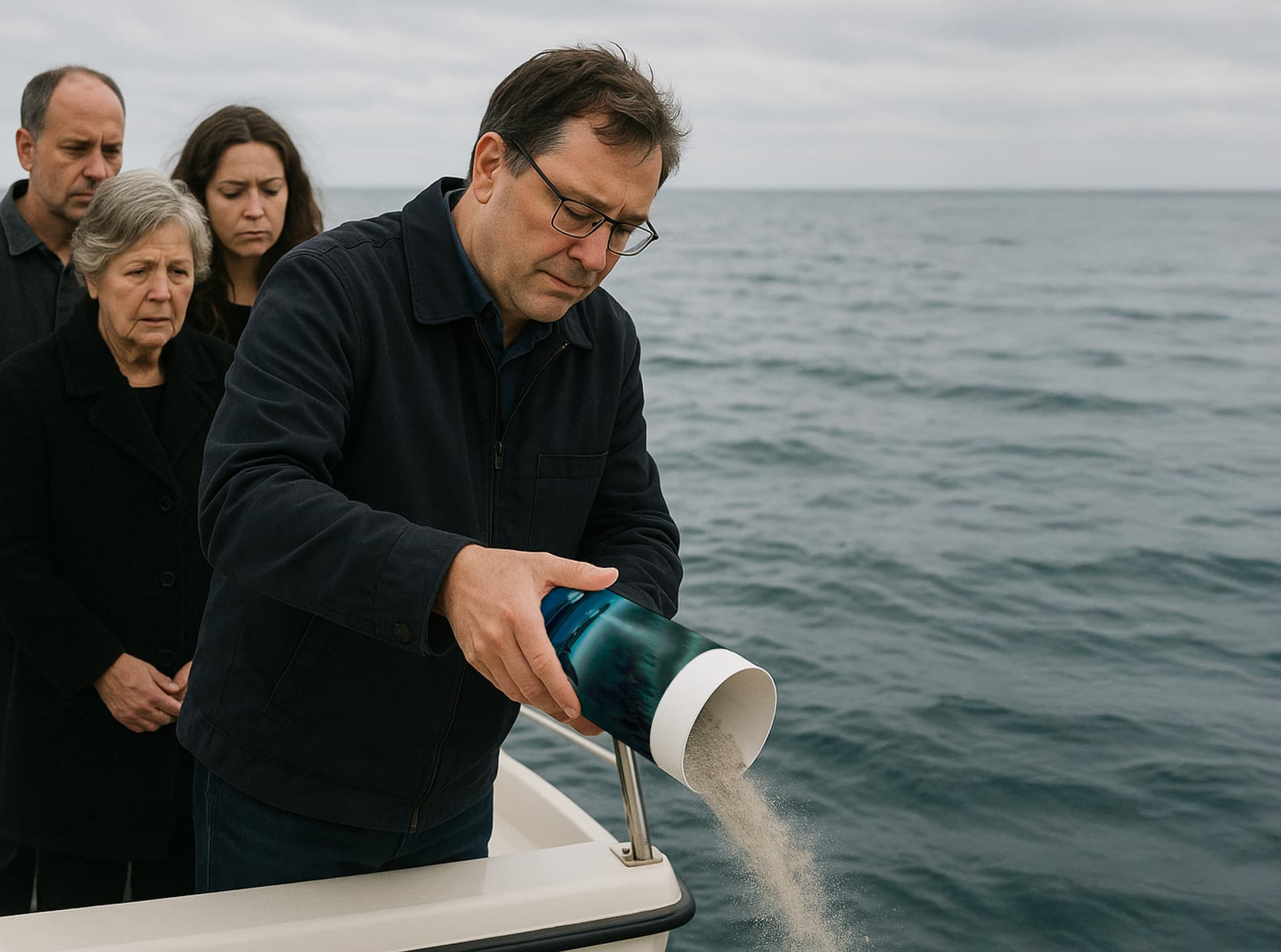 Wyland scattering tube being used to release ashes at sea