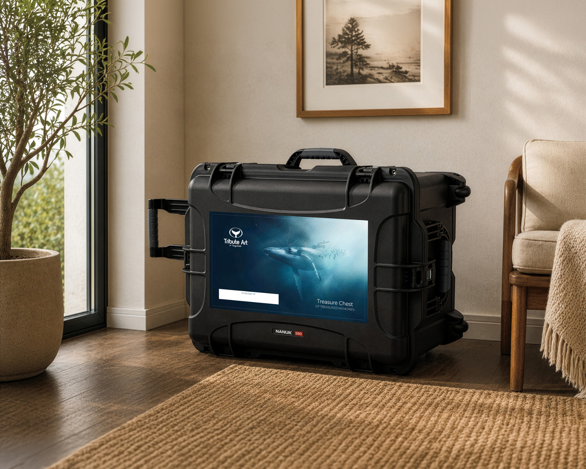 Wyland branded Treasure Chest with a humpback whale motif